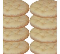 Set of 8 Round Cushions for Dining Chair 40 x 40 cm Breathable Rattan for Indoor/Outdoor Use Ideal for Living Room Office Garden Patio (Cream)