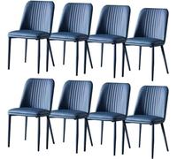 Set of 8 Sea Blue Artificial Leather Dining Chairs with Metal Legs - Stylish Kitchen & Living Room Seating for Home, Restaurants, and Commercial Spaces
