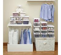 Set of 8 Shoe Boxes, Stackable Shoe Storage Organiser with Lids, Containers, Sizes up to 7.5, Transparent