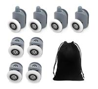 Set of 8 Shower Door Rollers with 1 Storage Bag, Adjustable Rollers, Shower Door Rollers, Double Roller Accessory Set for Shower Doors