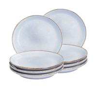 Set of 8 Side Plates JUNIPER Stoneware Light Blue