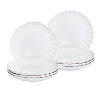 Beliani Set Of 8 Side Plates Nettle Stoneware Off-white, White