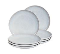 Set of 8 Side Plates SESAME Stoneware Light Grey