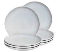Set of 8 Side Plates SESAME Stoneware Light Grey