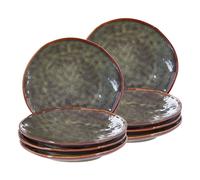 Set of 8 Side Plates THYME Stoneware Dark Green
