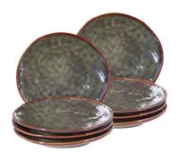 Set of 8 Side Plates THYME Stoneware Dark Green