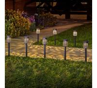 Set of 8 Solar Powered Biba Stake Lights with Decorative Cut-Out Design - Weather Resistant Outdoor Garden LED Silhouette Effect Lighting for Pathway, Border, Patio or Decking Pots - Each H36cm