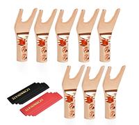 Set of 8 Speaker Spade Terminal Connectors,Solder Free 24K Gold Plated Banana Y Spade Plug for Speaker Wires Connectors DIY
