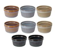 Set of 8 Stoneware Ramekins, 200ml Individual Ovenproof Souffle Dishes, Ceramic Baking Dishes in Mixed Colours