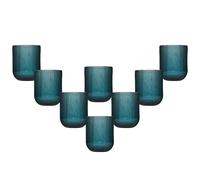 Set of 8 Vintage Luxury Blue Ribbed Short Drinking Glass Whisky Glass Tumbers Festive Christmas Decor Glassware 270ml Dibor Blue 8 Pack