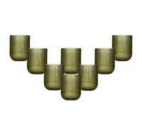 Set of 8 Vintage Luxury Green Ribbed Short Drinking Glass Whisky Glass Tumbers Festive Christmas Decor Glassware 270ml Dibor Green 8 Pack