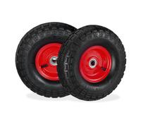 Set of 8 Wheelbarrow Wheels 3.5-4 Steel Rim Replacement Tyre Pneumatic Black/Red