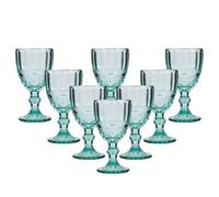 Set of 8 Wine Glasses Embossed 300ml Wine Goblets Glassware Set (CP49)