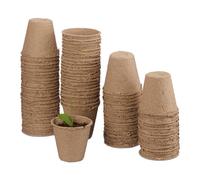 Set of 80 Biodegradable Flower Pots, Garden Plant Bowls, Round Planters