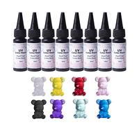 Set of 8x30ml UV Colour Resin Multi-coloured High Transparency 8 Cute Colours No Mixing Non-toxic Easy & Fast Usage for DIY resin crafts & jewellery making & holiday gifts