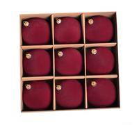 Set of 9 Christmas Ornaments in Velvet, Perfect for Tree Hanging and for CELEBRATIONS (wine red)