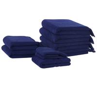 Set of 9 Towels ATIU Terry Cotton Navy Blue