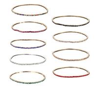 Set Of 9 Elegant Zirconia Bead Bracelets Elastic Rhinestones Handchain Ornament Multicolor Rhinestones Wristchains Sparkling Stone