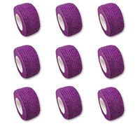 Set of 9 Finger Bandages, Plaster Bandages, Plaster without Glue, Choice of Colours, 2.5 cm x 4.5 m, Elastic, Water-Repellent, Cohesive (Purple)