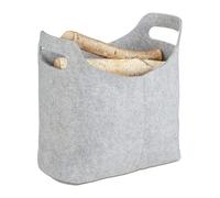 Set of 9 Firewood Baskets Log Carrier Tote Bag Felt Bin Heavy Newspaper Grey
