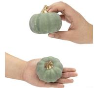 Set of 9 Green Artificial Pumpkins Crafted from Foam, Perfect for Adding Festive For Autumn or Halloween Decor to Any Space