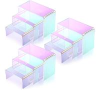 Set of 9 Iridescent Acrylic Display Risers Shelf Rainbow Display Stand Large Medium Small Rectangle Vendor Display Supplies Acrylic Display Case for Candy Dessert Cupcake Collectibles