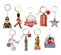 Set of 9 London Souvenir Metal Key Rings - UK Icons Keychain Pack - Big Ben, Red Bus, Phone Box, & More - Travel Gifts for Tourists & Collectors