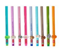 LEGAMI Lovely Friends 9 Pcs Cute Animal Gel Ink Pen Set Removable and Combinable to Prevent Pen Rolling Fine Tip 0.5mm Assorted Colors