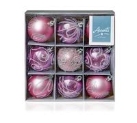 Set of 9 Pink Christmas tree baubles 6cm by Premier