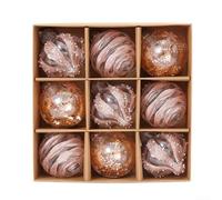 Set of 9 Shatterproof Christmas Tree Ornaments, 8 cm Glitter Decorative Balls for Holiday Celebration, Wedding, Anniversary, Window Hanging Décor (rose gold)