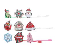 Set of 9 silicone straw tips for Christmas