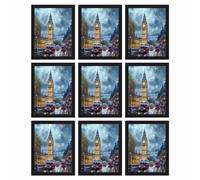 (Set of 9) Sleek 8x10 Inch Black Wooden Photo Frames with Thin Borders. Includes Styrene Front for Wall or Tabletop Display. Perfect for Home, Office, or Family Décor - 20 X 25cm