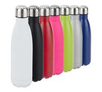 Set of 9 Stainless Steel Insulated Flasks 0.5 l Vacuum Thermo Bottle White