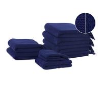 Set of 9 Cotton Terry Towels Blue ATIU