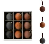Set of 9 Velvet Plush Christmas Tree Ornaments 8cm Balls with European Style Design for Classic Holiday Look (D)