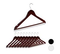 Set of 90 Wooden Coat Hangers Pants Rail Shirt Holder Multi Pack Brown