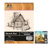 Set of A1 with 10" 10" Artist’s Sketch Pad Spiral Bound, Hardback Drawing Pads White Drawing Artist 130GSM Paper Sketch Book for Professionals, Drawing and Sketching (A1 + 10" x 10")