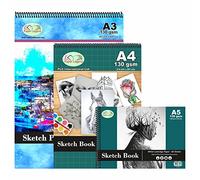 Set of A3, A4, A5, Spiral Sketch Pads - 130 GSM White Cartridge Drawing Paper, Art Books for Artists, Kids, School & Home - Acid-Free Sketchpad for Pencil, Ink & Charcoal - 3 Size Mixed Pad Set