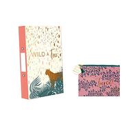 Set of A4 Size Designer Ringbinder & A5 Size Fancy Zipper Wallet - Multipurpose Home School Office (Wild & Free + Tiger)