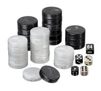 Set of Backgammon Pieces / Checkers (Black / White, 34mm) (UK)