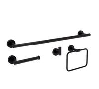 Set Of Bathroom Hangers Rea Grid 4 Pieces Black 60X8,5X5Cm