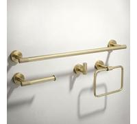 Set Of Bathroom Hangers Rea Grid Brush Gold 4 Pieces