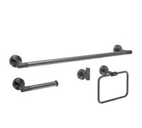 Set Of Bathroom Hangers Rea Grid Titanium 10X10X10Cm