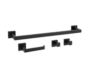 Set Of Bathroom Hangers Rea Rio 4 Pieces Black 57X8,5X5Cm