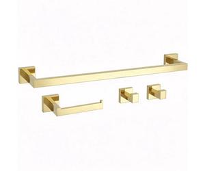 Set Of Bathroom Hangers Rea Rio 4 Pieces Gold 57X8,5X5Cm