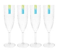 Set of Bello Dimple Effect Plastic 200ml Champagne Sparkling Wine Flute Glass (4)