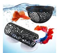 Set of Betta Hammock and Tunnel for Aquarium, 3D Printed Floating Betta Cave, Fish Swimming Tunnel with Suction Cup, Black Bettas Tank Accessories for Shrimp and Small Fish Hideout and Play Area