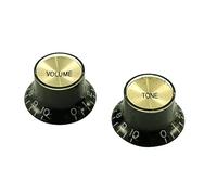 Set of Black and Gold Buttons Volume and Tone for Bourns CTS or Imperial Measurements