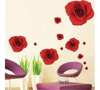 Set of Blooming Roses Red Roses Lovely Roses Wall Decal Decals Home Decor Stylish Modern Stickers Flowers Living Room Bedroom Decoration Nursery Decal