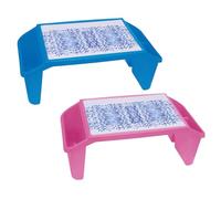 Set of Blue & Pink - Multi-Purpose Lap Desk Laptop Stand Portable Plastic Study Table for Kids Read Eat Watch Movie on Couch Sofa or Floor Coffee Serving Tray Breakfast in Bed Table with Storage Space